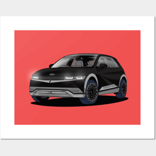 Hyundai Ioniq 5 Black Electric Car Posters and Art